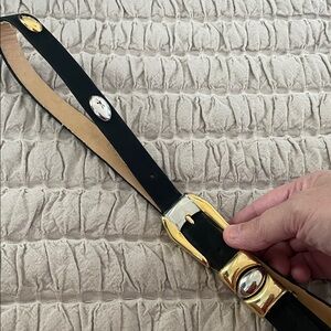Doncaster Elegant Black Belt with silver and gold accents